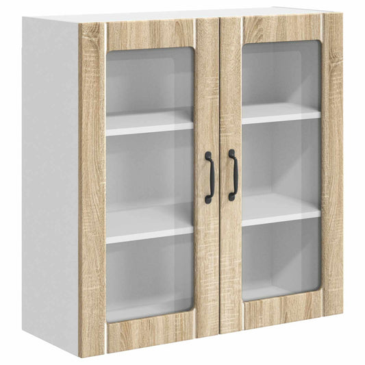 vidaXL Wall Glass Cabinet LUCCA Sonoma Oak 80 x 31 x 80 cm