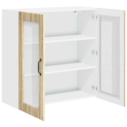 vidaXL Wall Glass Cabinet LUCCA Sonoma Oak 80 x 31 x 80 cm
