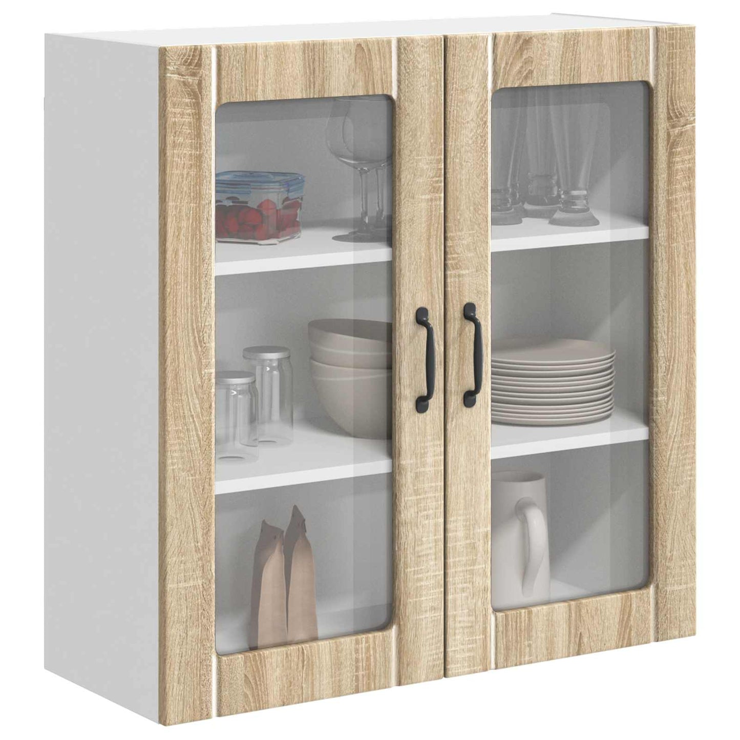 vidaXL Wall Glass Cabinet LUCCA Sonoma Oak 80 x 31 x 80 cm