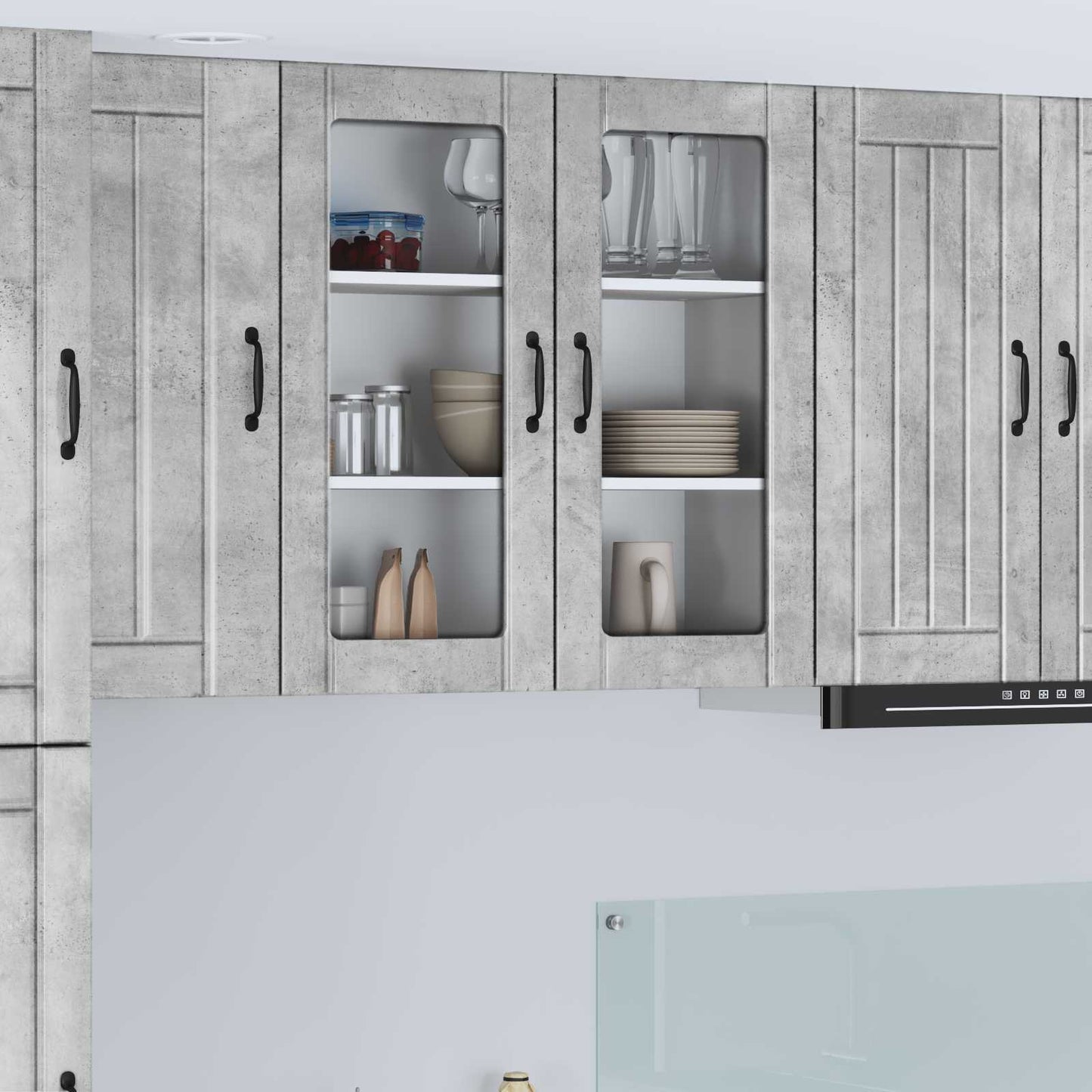 vidaXL Wall Glass Cabinet LUCCA Concrete Grey 80 x 31 x 80 cm