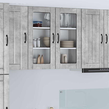 vidaXL Wall Glass Cabinet LUCCA Concrete Grey 80 x 31 x 80 cm
