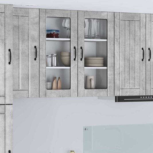 vidaXL Wall Glass Cabinet LUCCA Concrete Grey 80 x 31 x 80 cm