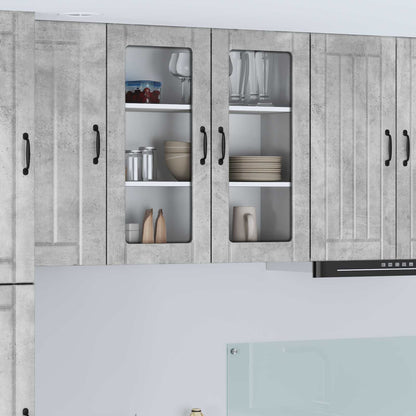 vidaXL Wall Glass Cabinet LUCCA Concrete Grey 80 x 31 x 80 cm