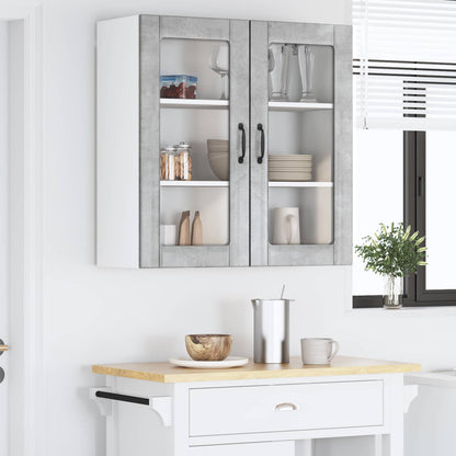 vidaXL Wall Glass Cabinet LUCCA Concrete Grey 80 x 31 x 80 cm