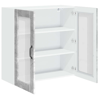 vidaXL Wall Glass Cabinet LUCCA Concrete Grey 80 x 31 x 80 cm
