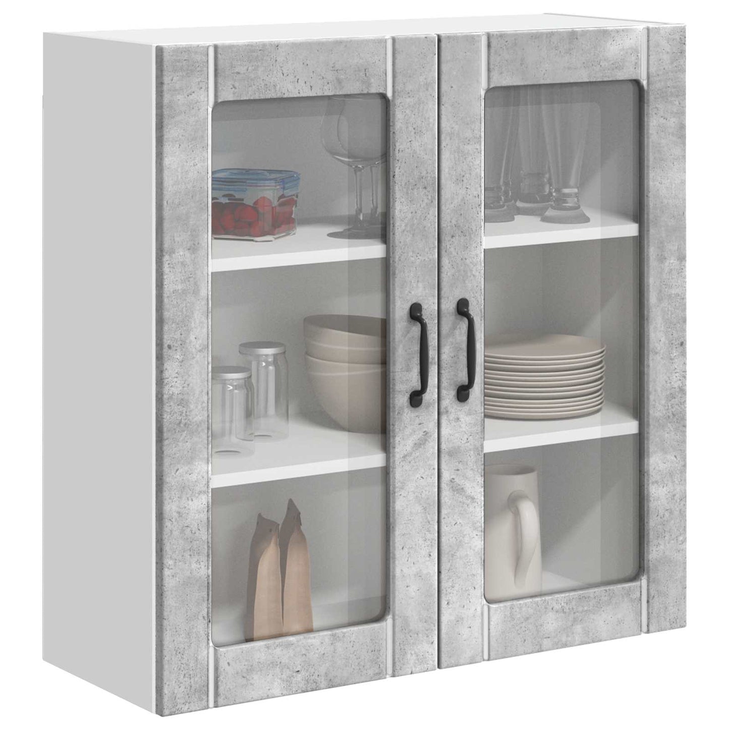 vidaXL Wall Glass Cabinet LUCCA Concrete Grey 80 x 31 x 80 cm