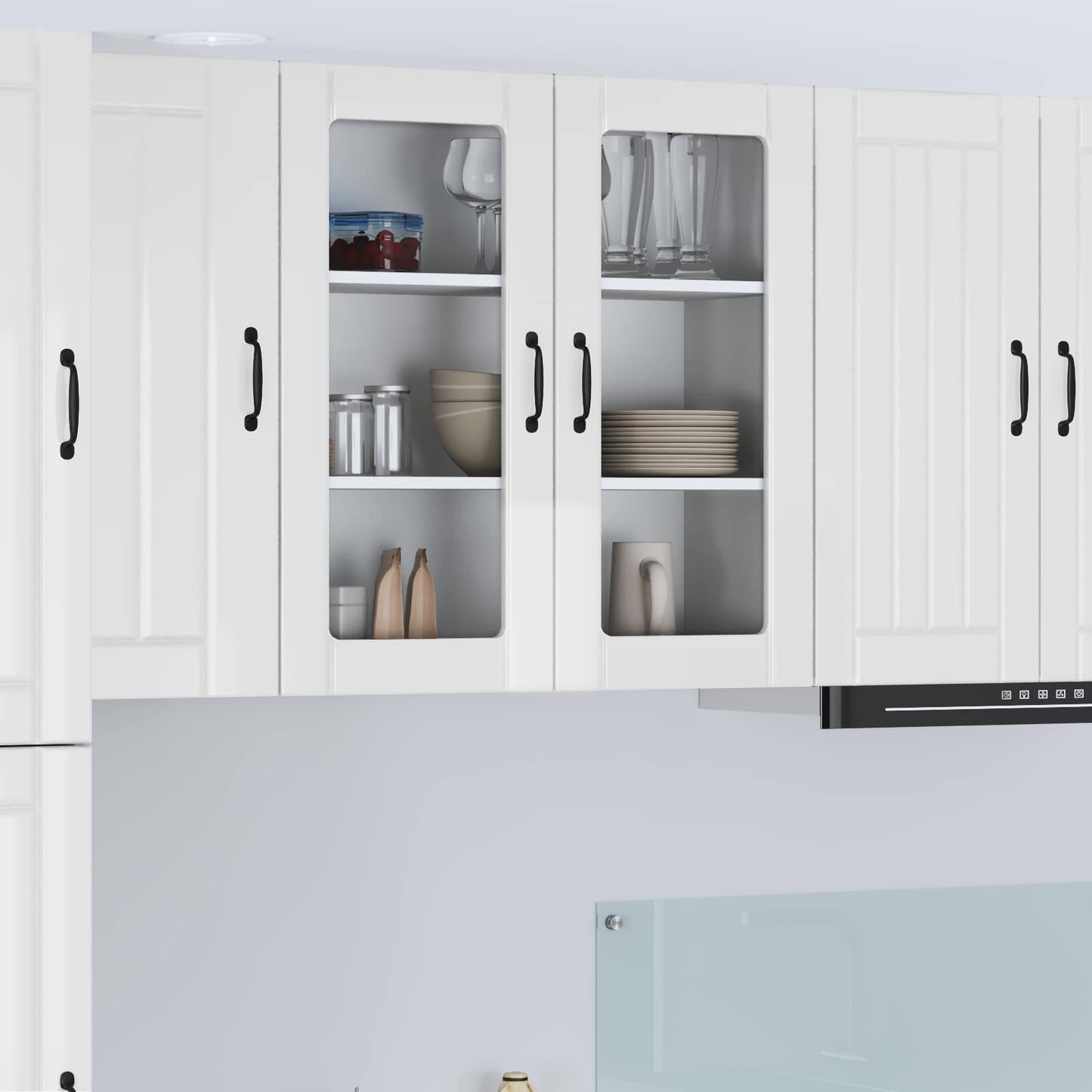 vidaXL Wall Glass Cabinet LUCCA High Gloss White 80 x 31 x 80 cm