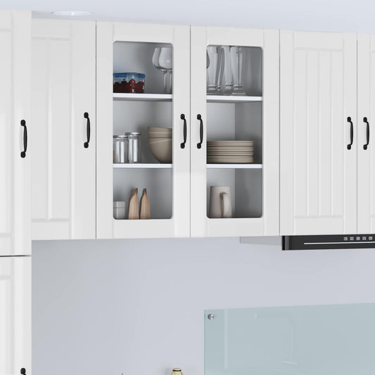 vidaXL Wall Glass Cabinet LUCCA High Gloss White 80 x 31 x 80 cm