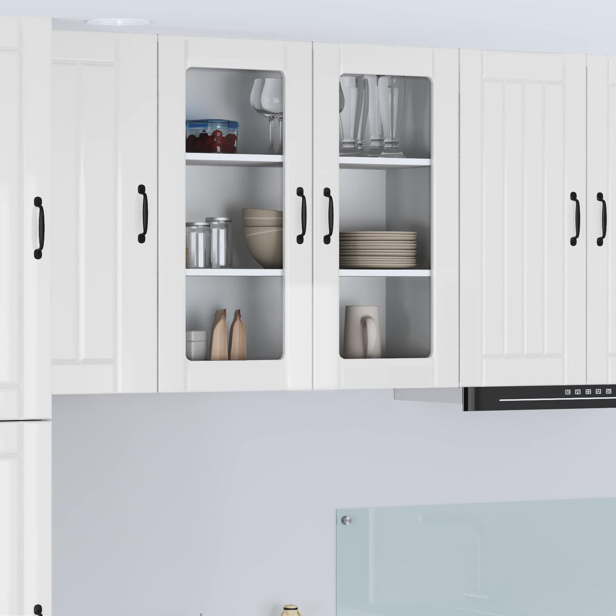 vidaXL Wall Glass Cabinet LUCCA High Gloss White 80 x 31 x 80 cm