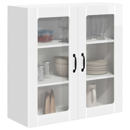 vidaXL Wall Glass Cabinet LUCCA High Gloss White 80 x 31 x 80 cm