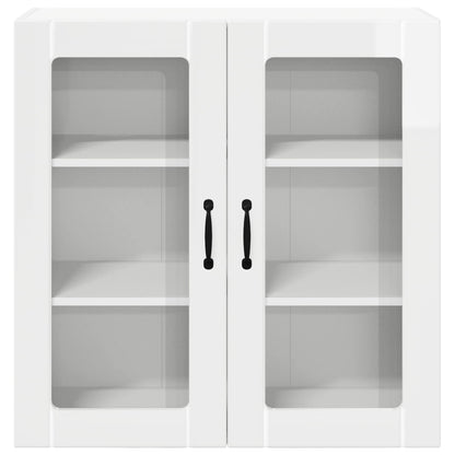 vidaXL Wall Glass Cabinet LUCCA High Gloss White 80 x 31 x 80 cm