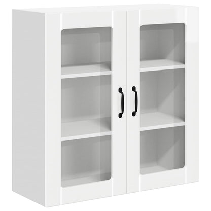 vidaXL Wall Glass Cabinet LUCCA High Gloss White 80 x 31 x 80 cm