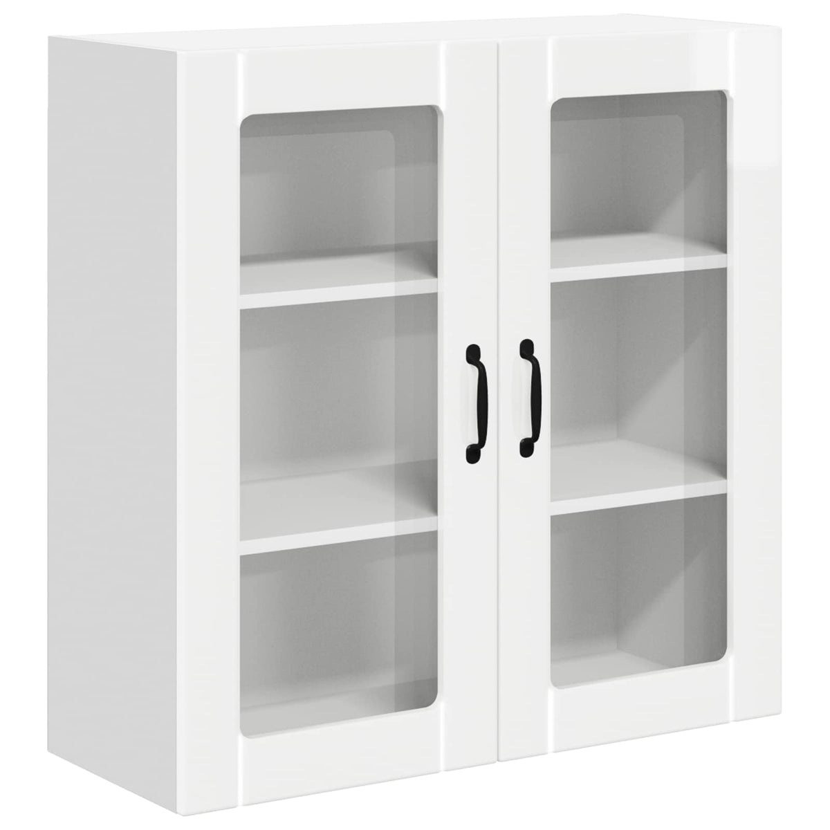 vidaXL Wall Glass Cabinet LUCCA High Gloss White 80 x 31 x 80 cm
