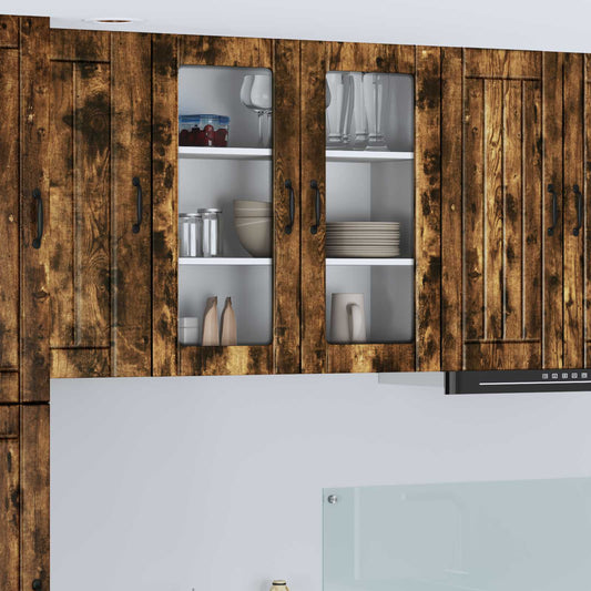 vidaXL Wall Glass Cabinet LUCCA Smoked Oak 80 x 31 x 80 cm