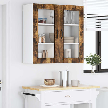 vidaXL Wall Glass Cabinet LUCCA Smoked Oak 80 x 31 x 80 cm
