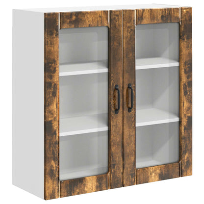 vidaXL Wall Glass Cabinet LUCCA Smoked Oak 80 x 31 x 80 cm
