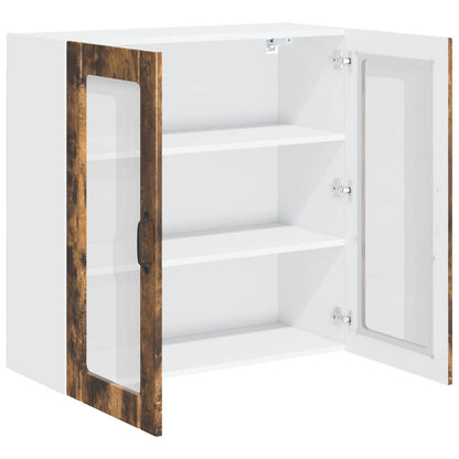 vidaXL Wall Glass Cabinet LUCCA Smoked Oak 80 x 31 x 80 cm