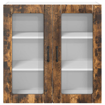 vidaXL Wall Glass Cabinet LUCCA Smoked Oak 80 x 31 x 80 cm