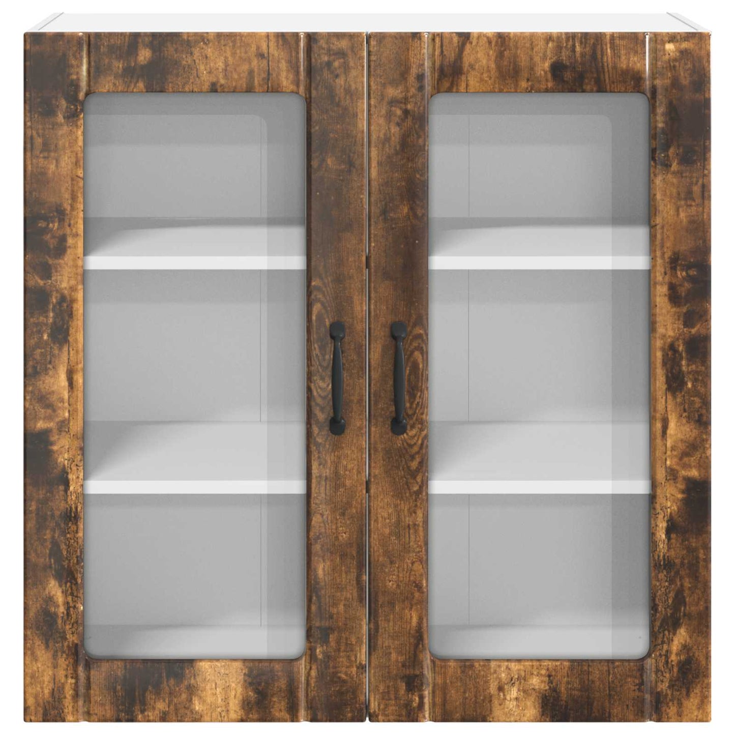 vidaXL Wall Glass Cabinet LUCCA Smoked Oak 80 x 31 x 80 cm
