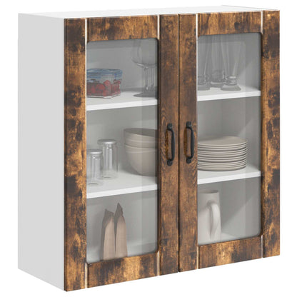 vidaXL Wall Glass Cabinet LUCCA Smoked Oak 80 x 31 x 80 cm