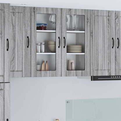 vidaXL Wall Glass Cabinet LUCCA Grey Sonoma 80 x 31 x 80 cm