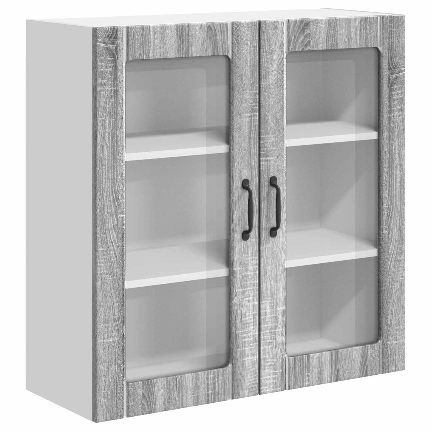 vidaXL Wall Glass Cabinet LUCCA Grey Sonoma 80 x 31 x 80 cm