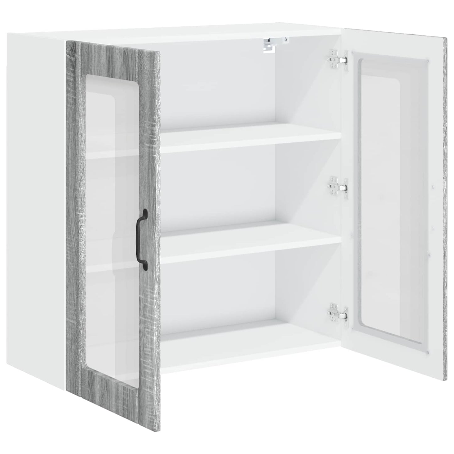 vidaXL Wall Glass Cabinet LUCCA Grey Sonoma 80 x 31 x 80 cm