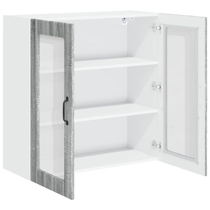 vidaXL Wall Glass Cabinet LUCCA Grey Sonoma 80 x 31 x 80 cm