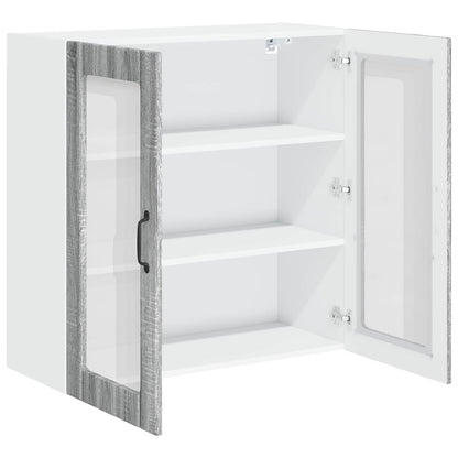 vidaXL Wall Glass Cabinet LUCCA Grey Sonoma 80 x 31 x 80 cm