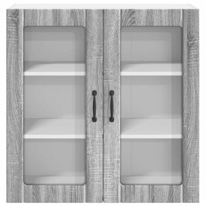 vidaXL Wall Glass Cabinet LUCCA Grey Sonoma 80 x 31 x 80 cm