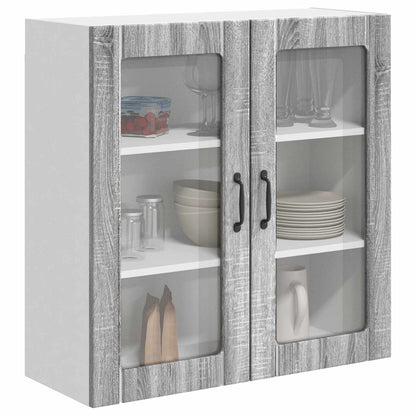 vidaXL Wall Glass Cabinet LUCCA Grey Sonoma 80 x 31 x 80 cm