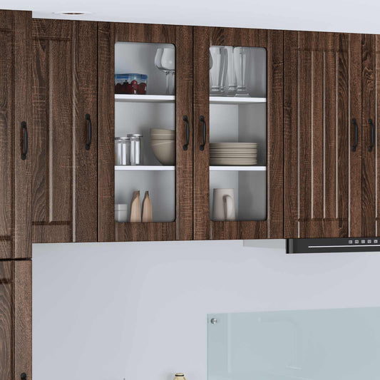 vidaXL Wall Glass Cabinet LUCCA Brown Oak 80 x 31 x 80 cm