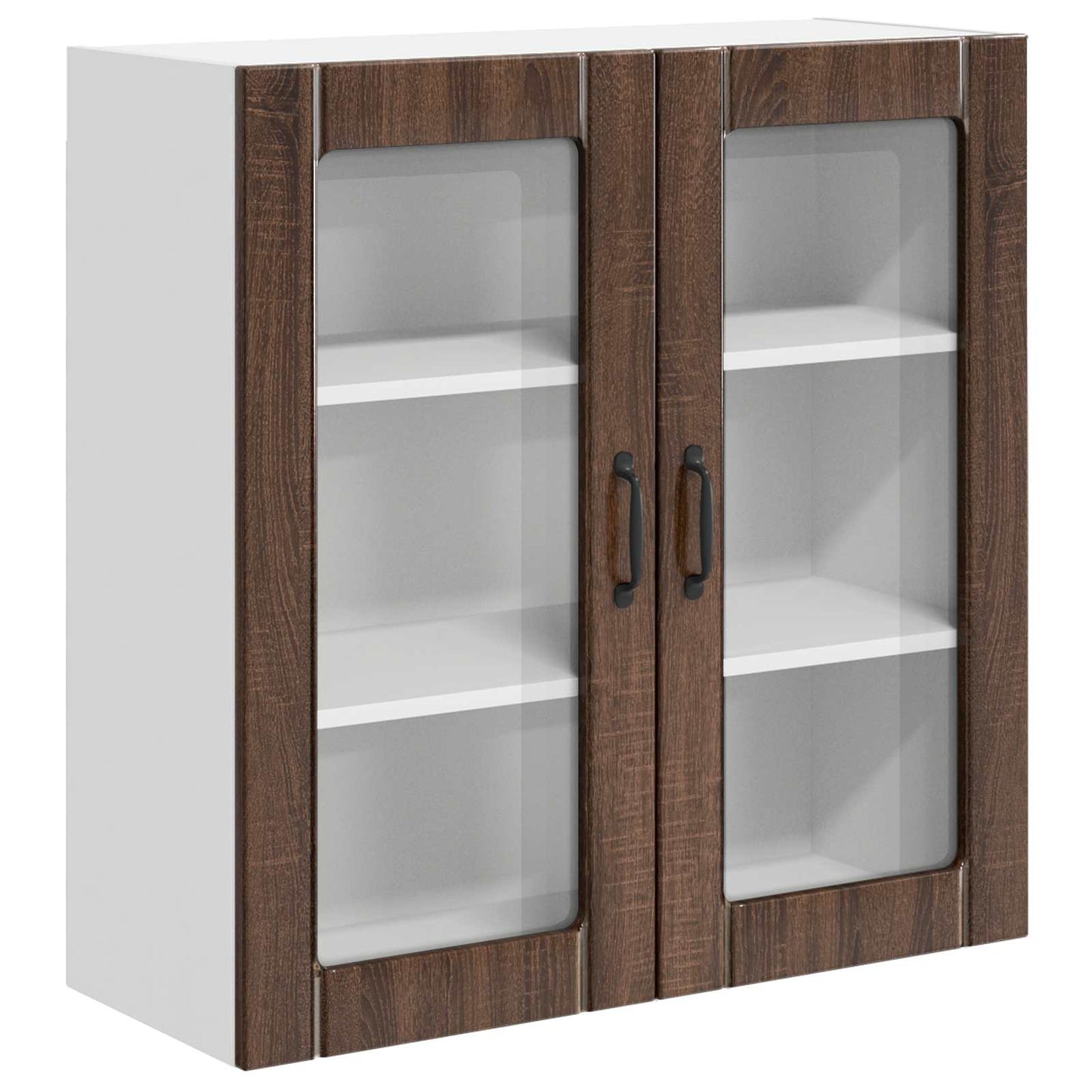 vidaXL Wall Glass Cabinet LUCCA Brown Oak 80 x 31 x 80 cm