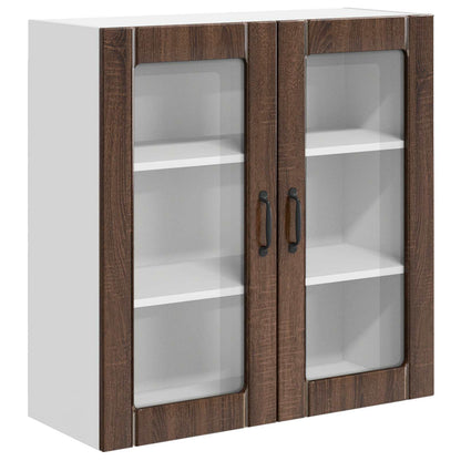 vidaXL Wall Glass Cabinet LUCCA Brown Oak 80 x 31 x 80 cm