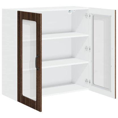 vidaXL Wall Glass Cabinet LUCCA Brown Oak 80 x 31 x 80 cm