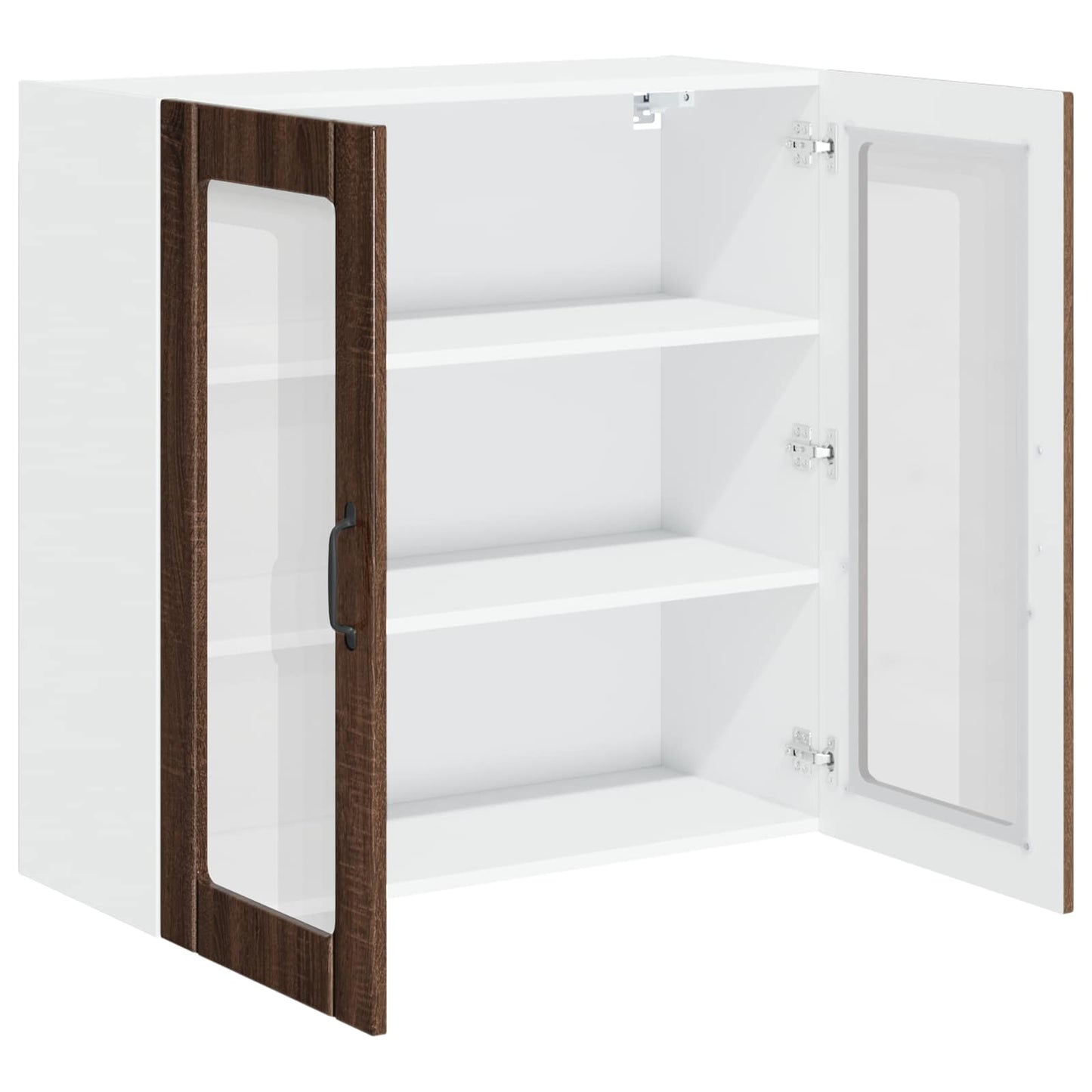 vidaXL Wall Glass Cabinet LUCCA Brown Oak 80 x 31 x 80 cm