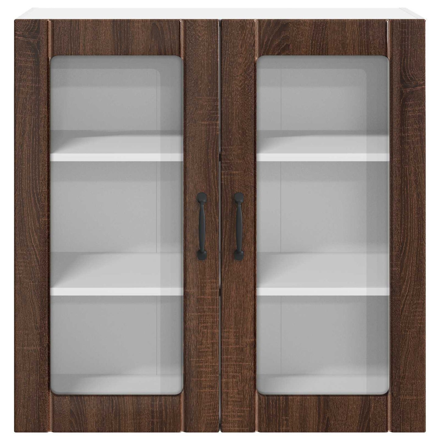 vidaXL Wall Glass Cabinet LUCCA Brown Oak 80 x 31 x 80 cm
