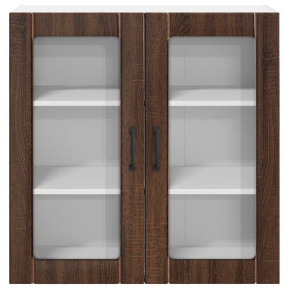 vidaXL Wall Glass Cabinet LUCCA Brown Oak 80 x 31 x 80 cm