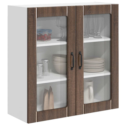 vidaXL Wall Glass Cabinet LUCCA Brown Oak 80 x 31 x 80 cm