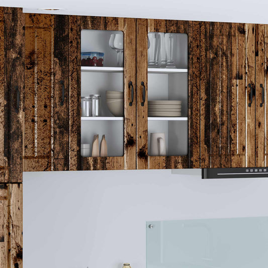 vidaXL Wall Glass Cabinet LUCCA Old Wood 80 x 31 x 80 cm