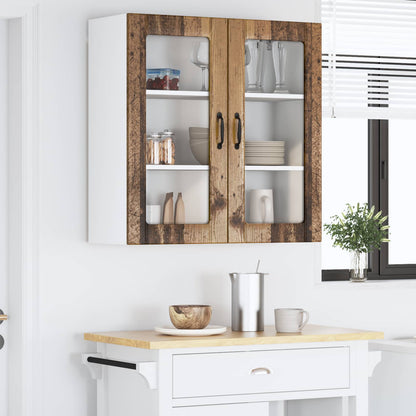 vidaXL Wall Glass Cabinet LUCCA Old Wood 80 x 31 x 80 cm