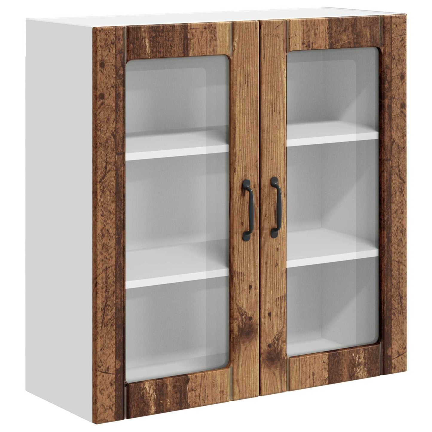 vidaXL Wall Glass Cabinet LUCCA Old Wood 80 x 31 x 80 cm