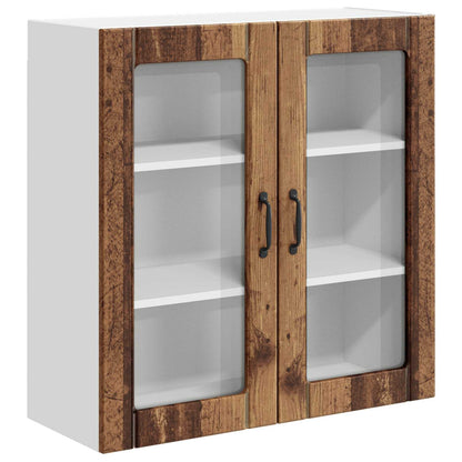 vidaXL Wall Glass Cabinet LUCCA Old Wood 80 x 31 x 80 cm