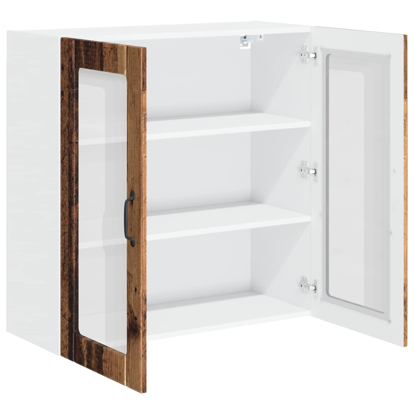 vidaXL Wall Glass Cabinet LUCCA Old Wood 80 x 31 x 80 cm