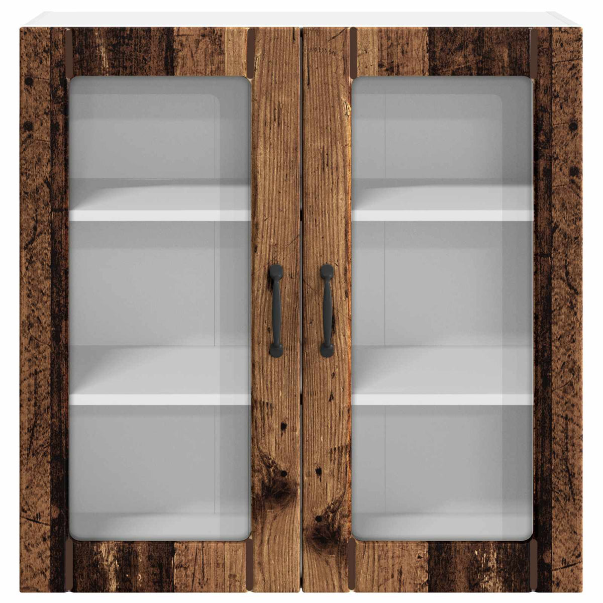 vidaXL Wall Glass Cabinet LUCCA Old Wood 80 x 31 x 80 cm