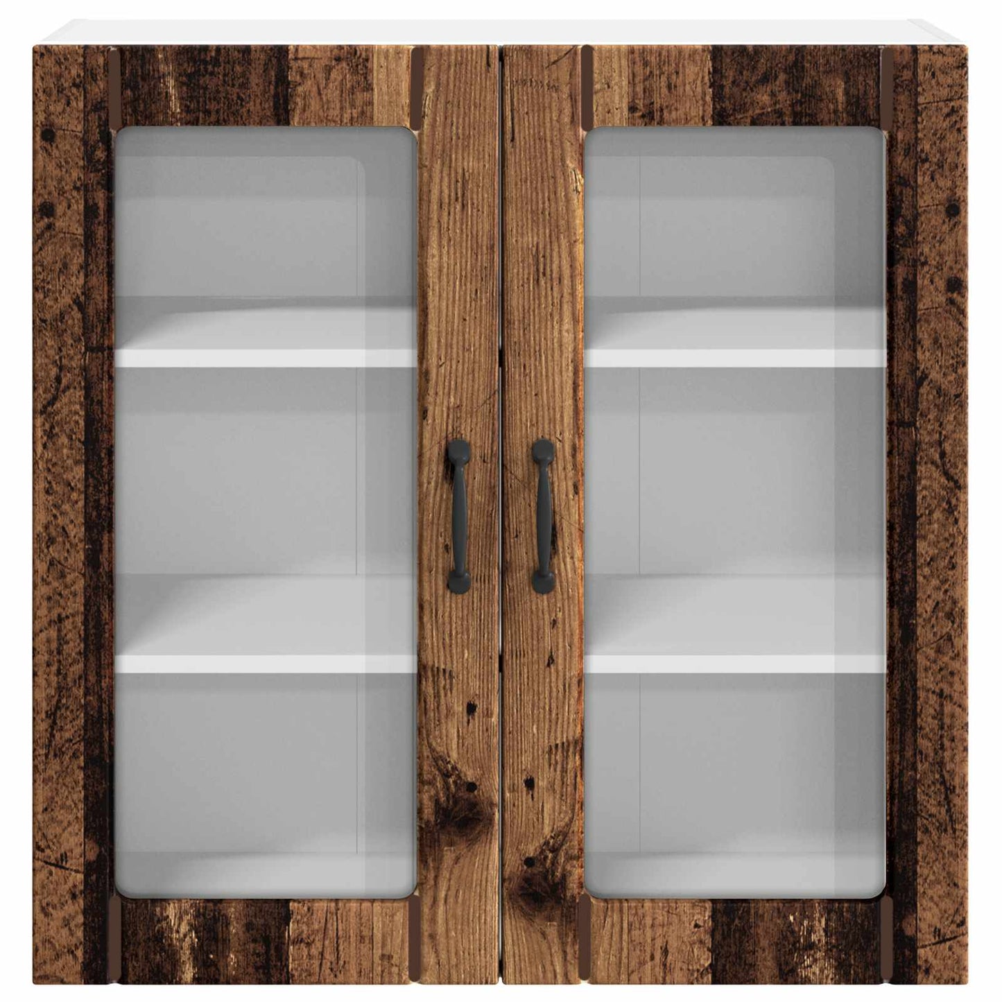 vidaXL Wall Glass Cabinet LUCCA Old Wood 80 x 31 x 80 cm