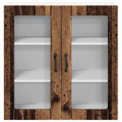 vidaXL Wall Glass Cabinet LUCCA Old Wood 80 x 31 x 80 cm
