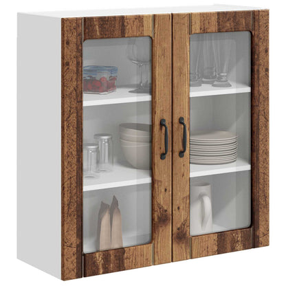 vidaXL Wall Glass Cabinet LUCCA Old Wood 80 x 31 x 80 cm