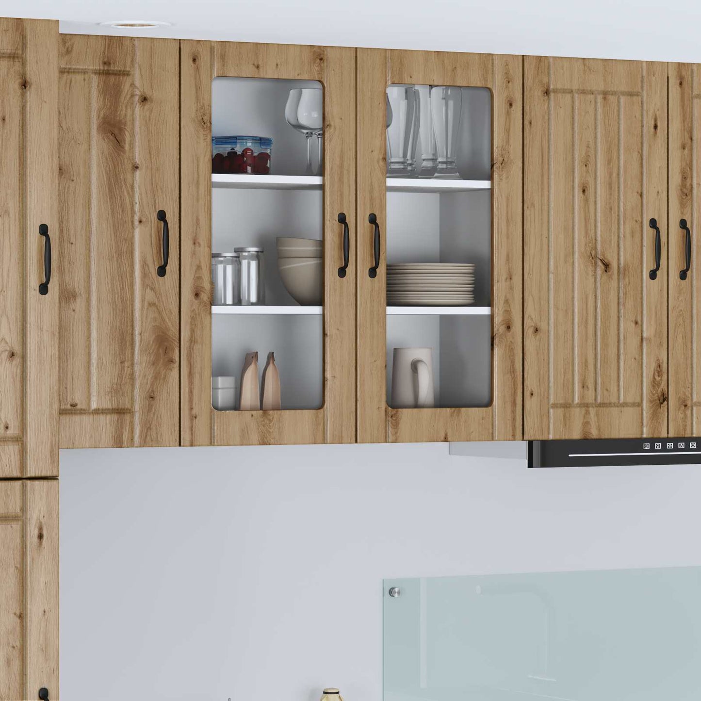 vidaXL Wall Glass Cabinet LUCCA Artisan Oak 80 x 31 x 80 cm