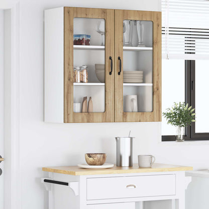 vidaXL Wall Glass Cabinet LUCCA Artisan Oak 80 x 31 x 80 cm